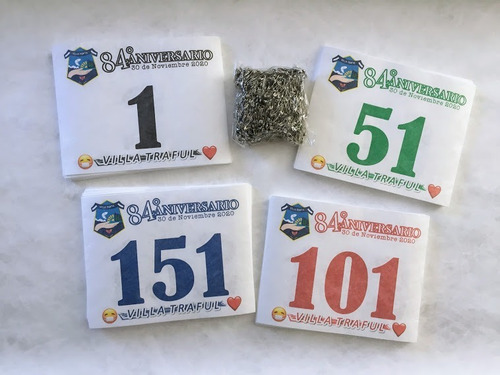 Números Dorsales Tyvek Con Ganchos Para Carrera/maratón 500u