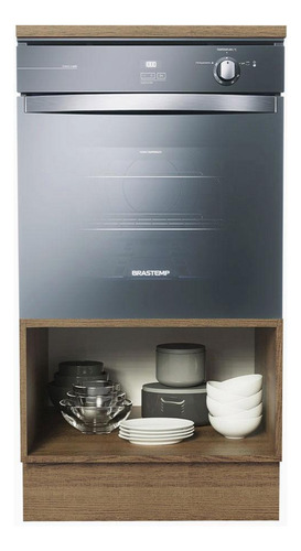 Mueble Para Horno Y Microondas Madesa Lux Con Encimera Mg Color Rústico/Gris