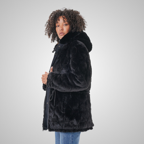 Campera Parka Mujer Con Piel Reversible Abrigada Premium