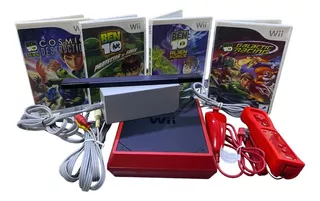 Console Nintendo Wii Mini Vermelho Original + 4 Jogos Ben 10 Completo Funcionando Perfeitamente