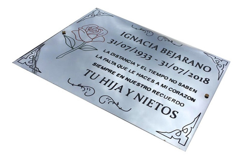 Imagen 3 de 10 de Placa Recordatoria Cementerio + 2 Floreros Acero Inoxidable.