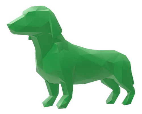 Salsicha Cachorro Geométrico Decoração 3d 10 Cm - Verde