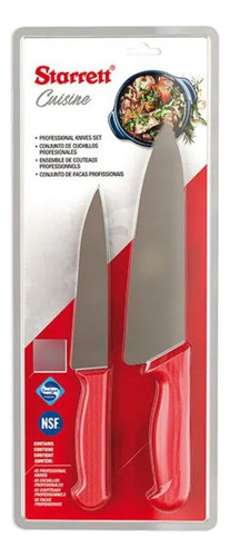 Conjunto De 2 Facas Profissionais Starrett Cabo Vermelho