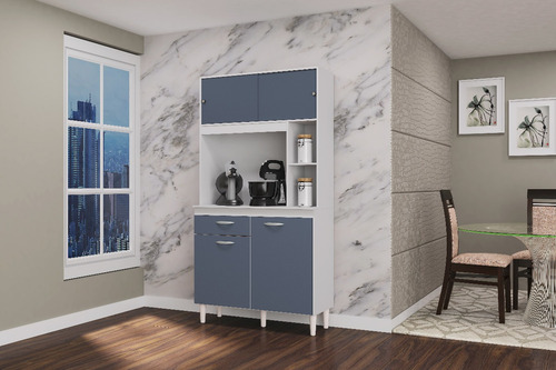 Imagen 3 de 3 de Kit Alacena Duda 90cm Platinum/blanco En Madera 1 Cajon
