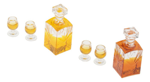 4 Piezas Botellas De En Miniatura Y Copas Para Casas De A