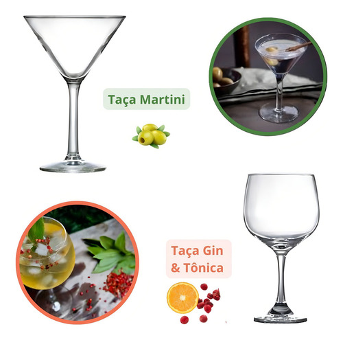 Conjunto Taças Para Coquetel 4 Modelos Diferentes Linha Luxo
