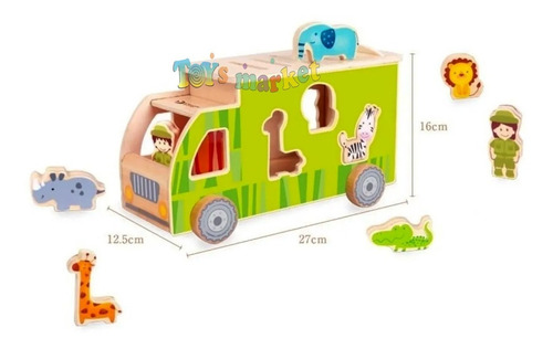 Imagen 3 de 6 de Camión Didáctico Con Animales Madera Encastre Classic World