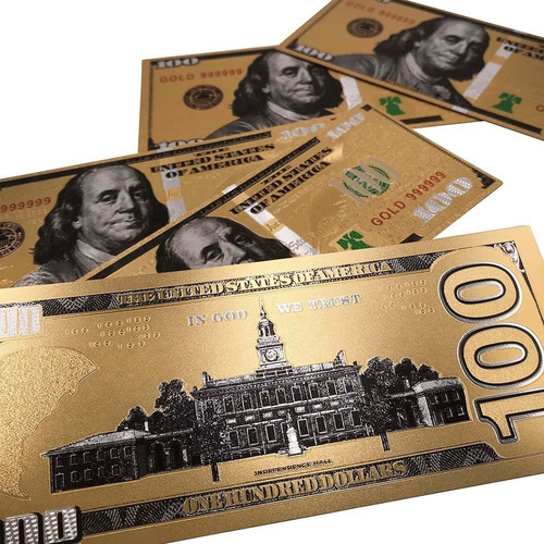 Imagen 3 de 5 de Billete 100 Dólares Coleccionable Oro Abundancia Feng Shui