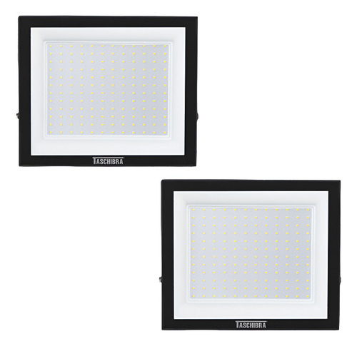 Kit 2 Refletor Taschibra Tr Led 150w Preto 6500k Bivolt Ip65