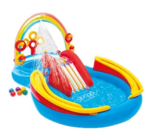 Play Center Pileta Niños Inflable Intex Rainbow 297x193x135