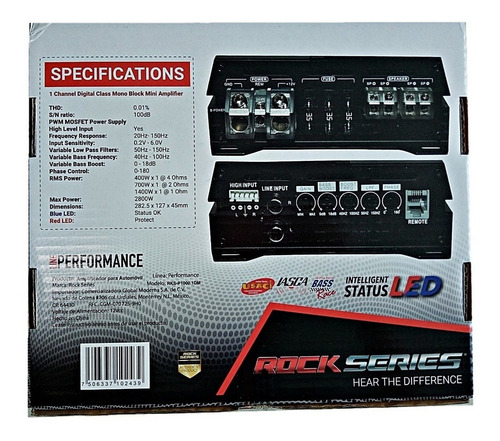 Imagen 4 de 10 de Amplificador Rock Series Nano Con 1000 Watts Rksp1000.1dm