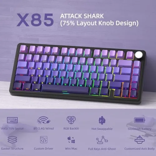 Teclado Mecánico Inalámbrico Para Juegos Attack Shark X85 Rg