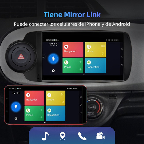 Estéreo 1+32g Para Toyota Yaris 2012-2017 Cámara Gps Fm Bt.
