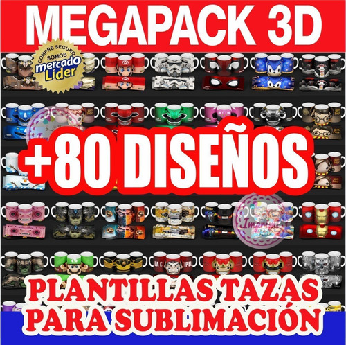 Megapack Plantillas 3d Tazas Sublimación Y Mockup Kit