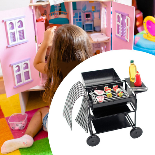 Parrilla De Barbacoa En Miniatura Para Casa De Muñecas