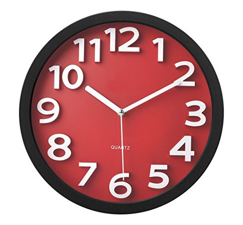 Reloj De Pared Contemporáneo Tempus Tc62127r Con Números En 