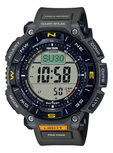 Reloj Casio Pro Trek Solar Digital Para Hombre Correa Verde Bisel Negro Fondo Negro