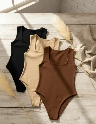 Kit 3 Body Plus Size Regata Decote Quadrado Conforto Estilo