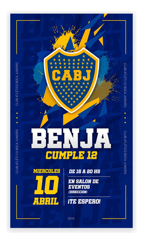 Invitación Digital Boca Juniors Personalizada