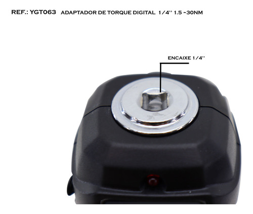 Adaptador/medidor Digital de torquimetro 1/4 capacidade 1.5 a 30nm