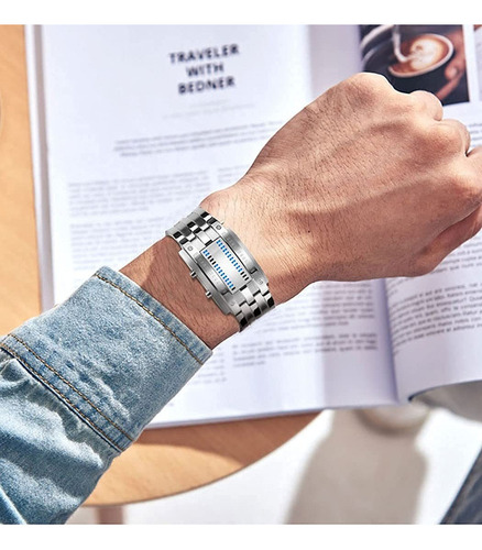 - Reloj Electrónico Binario Con Luz Led Azul For Hombre