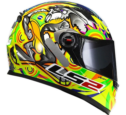 Capacete Ls2 Ff358 Alex Barros Amarelo + Viseira Camaleão Tamanho do capacete 55/56-(P/S)