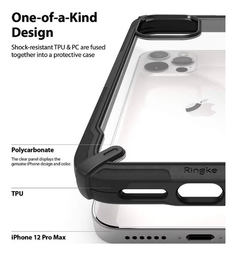 Carcasa Ringke Fusion-x Para iPhone 12/12 Pro - Clear Black