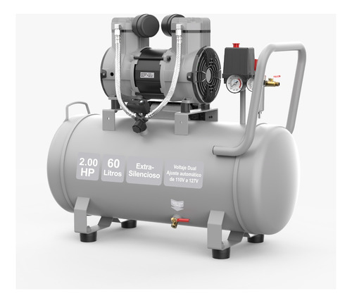 Compresor Libre De Aceite Rosenthal Profesional 2 Hp 60 Lts Gris Monofásica