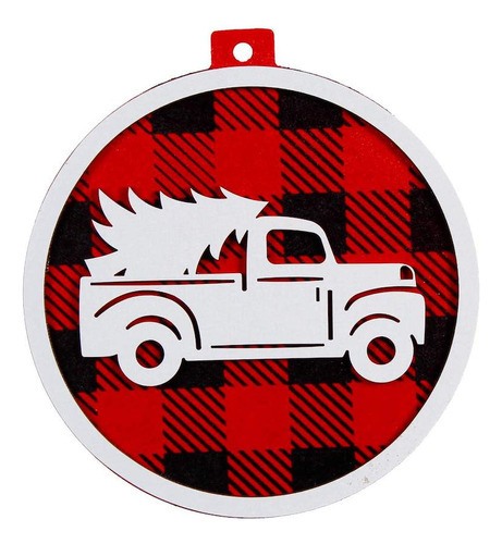 Figura de esfera de Natal branca em MDF com fundo quadrado de 12 cm Mylin 1p Color Car