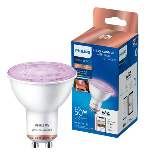 Ampolleta Gu10 Wiz Inteligente 4,7w Luz Cálida A Fría Y Rgb