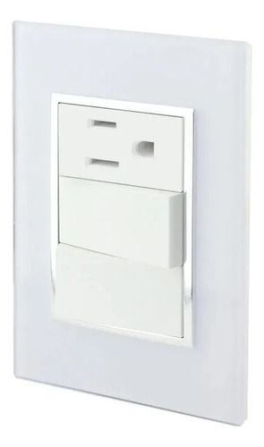 Placa Cristal 1 Apagador Y 1 Contacto Venecia Sanelec Color Blanco
