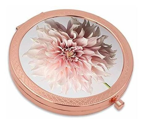 Espejo De Bolsillo Plegable Yckmd Rosa, Doble Cara Con