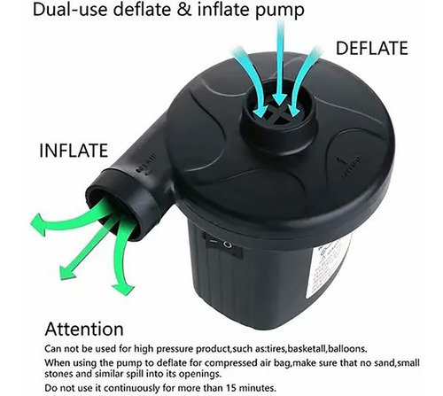 Imagen 5 de 10 de Inflador Eléctrico Ca Para Colchones Y Piscinas Inflables