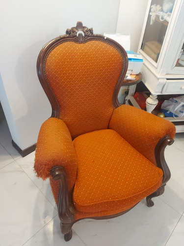 Juego De Sillones Estilo Colonial Ingles Para Retapizar Rojo (Usado)