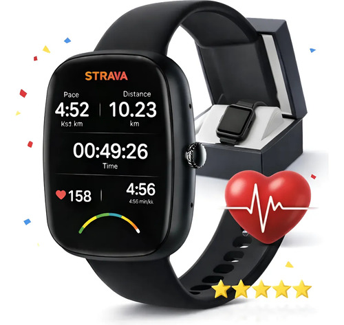 Relógio Inteligente Smartwatch Amoled 2.2 S Pro Gps Fitness Preto Masculino Digital Treino Compativel Strava Gps Chatgpt Preto Feminino Ios Android M3 Preto Bluetooth Academia Praia
