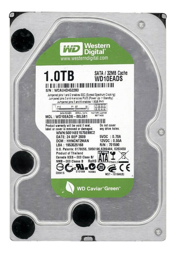 Hd Interno Western Digital 1tb 3.5 Green Wd10 Series