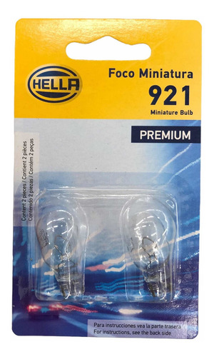 Set ( 2 ) Focos Halógeno Hella Premium Oem Bulbo 12v 921 16w