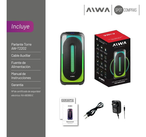 Parlante Torre Bluetooth Power Bank 8500w 2202