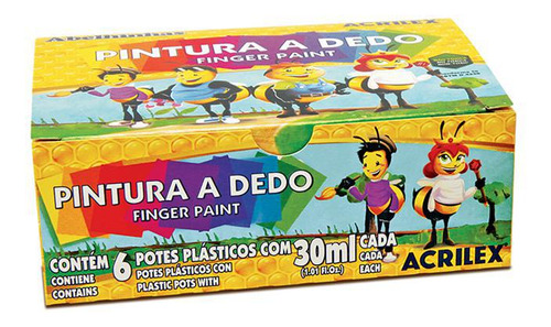 Pintura A Dedo Com 6 Cores - 15ml Acrilex