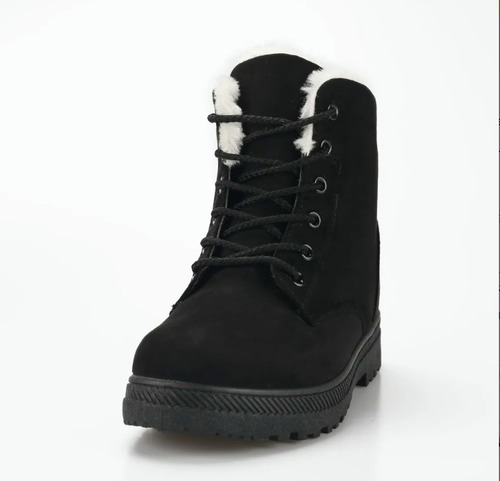 Botas De Mujer Caliente Rebaño Zapatos Cordones Mujer