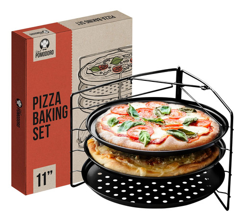 Chef Pomodoro Pizza Hornebing Con 3 Sartenes De Pizza Y De