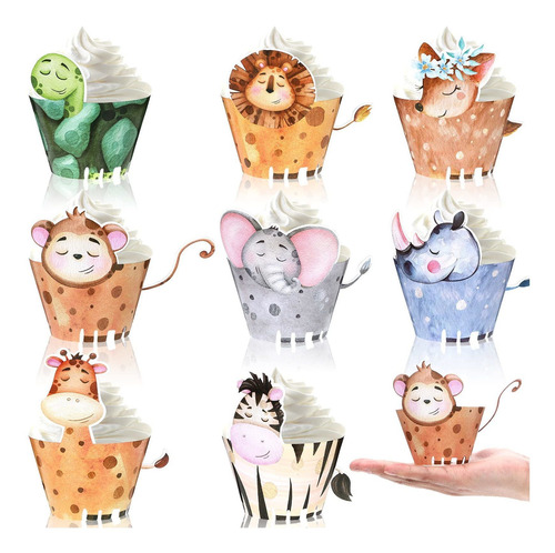 Hotop 48 Repuesto Envoltura Cupcake Animal Safari Selva