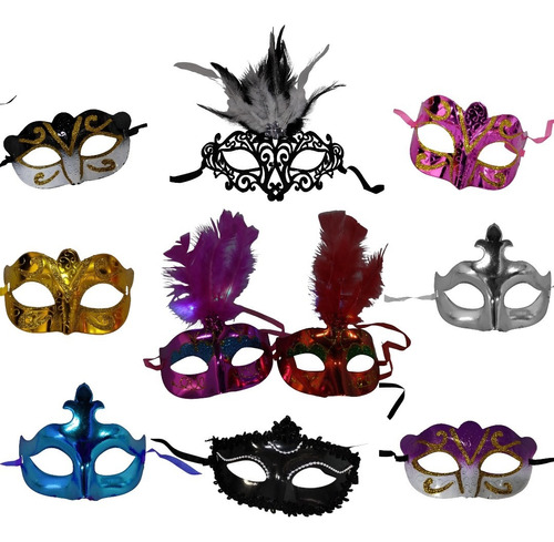 Antifaces Mascaras Venecianos Disfraz Carnaval Premium X10