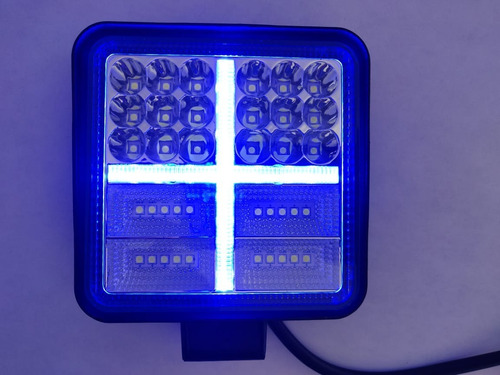 Par De Faros Led Cuadrado Luz Blanca + Azul  Fijo Y Estrobo