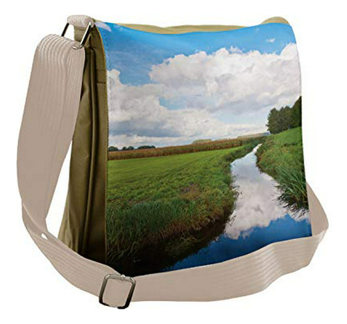 Bolso De Mensajero - Ambesonne Nature Bag, Calm River Meadow
