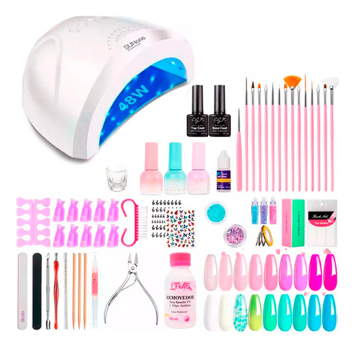 Kit Manicura Semipermanente Cabina Uv Led X60 Completo Uñas 48w
