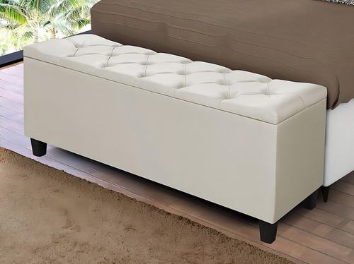 Conjunto Calçadeira Bau E Cabeceira Box Casal Paris 140 Bege