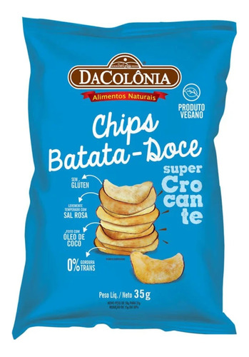 Chips De Batata Doce Sem Glúten Vegano Dacolônia 35g