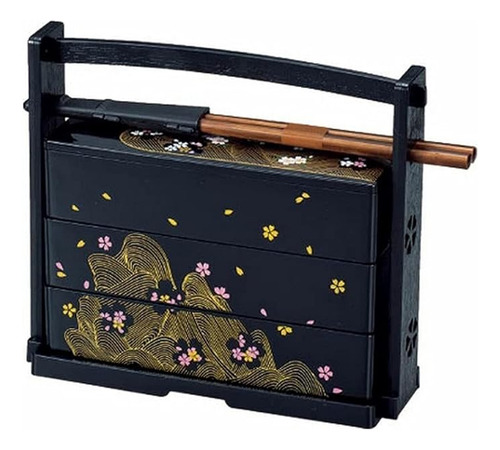 1951 Lonchera Japonesa Bento Box Tres Niveles Con Palillos T