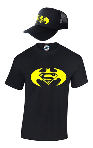 Batman Superman Camiseta Gorra Combo